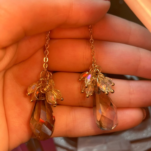 Beautiful Drop Crystals Earrings - Picture 3 of 6